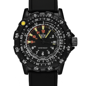 BOS Tactical Waterproof Wristwatch – Black Rubber Strap